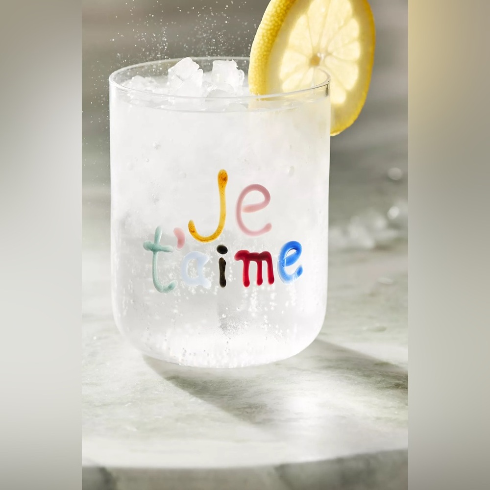 Anthropologie LOVE NOTES JUICE GLASS Style No.  4531340150246 JE T'AIME
